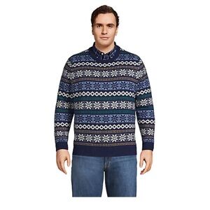 Men's Snowflake Festive Lands’ End 3X Holiday Sweater Christmas Hanukkah